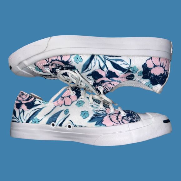 2018 Women’s Converse Jack Purcell Floral Print Canvas Sneakers Size 8 - Picture 5 of 7